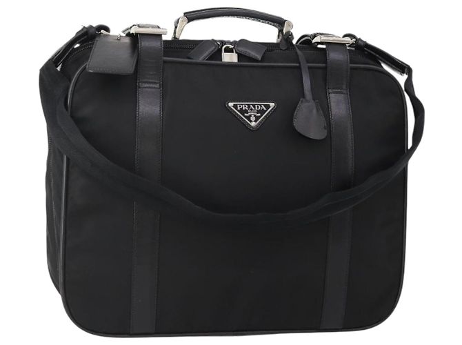 Borsa Boston PRADA Nylon 2way Nero Argento Auth 194414