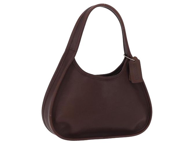 Bolsa de mão Coach em couro marrom e dourado autêntica ar14152A