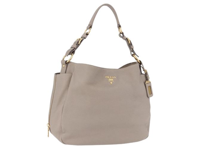 Borsa a tracolla PRADA in pelle beige e oro Auth 196638V D'oro