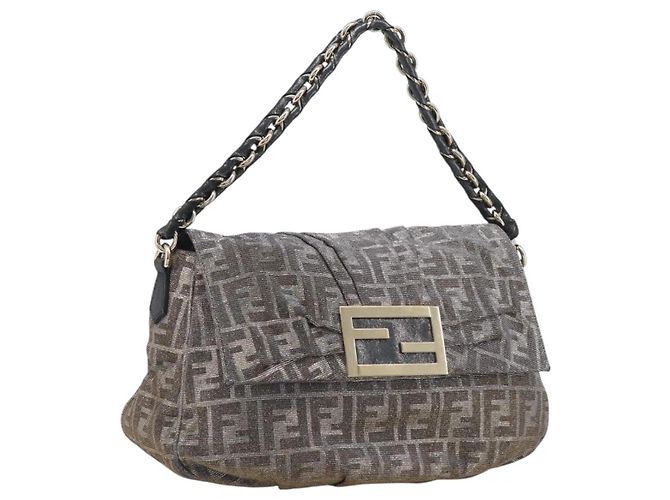Borsa a tracolla FENDI Zucca Canvas Gold Auth 197602V D'oro