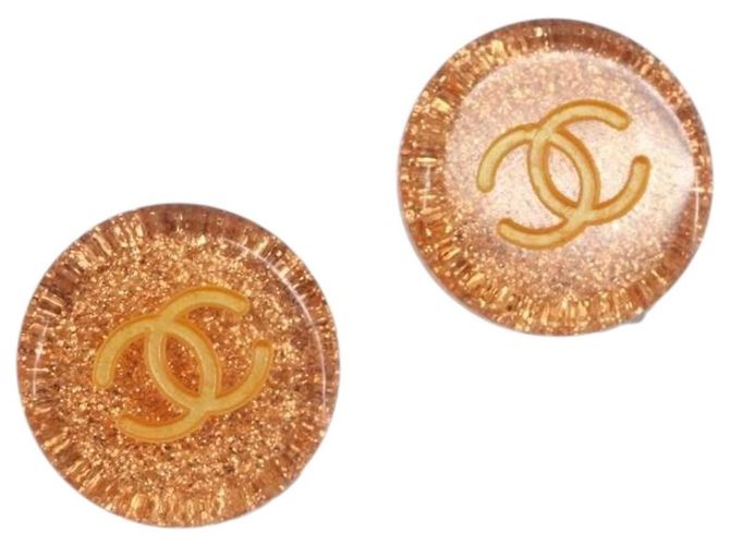 Pendientes CHANEL de plástico Orange CC Auth 199737V Naranja