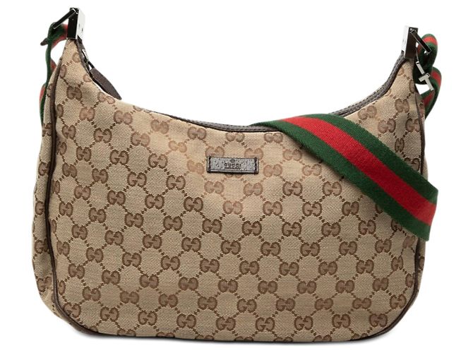 Borsa a tracolla Gucci GG Canvas Web beige
