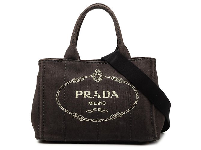 Borsa Tote Satchel Prada Small Canvas Canapa Logo Nera Nero