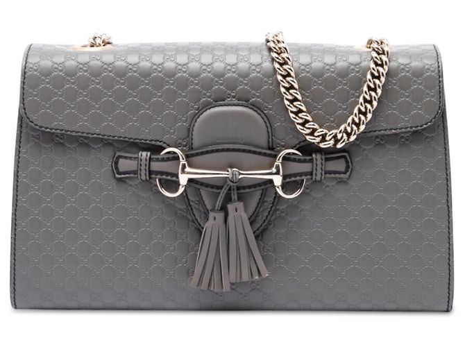 Borsa a tracolla Gucci Emily Medium Microguccissima Grigia Grigio