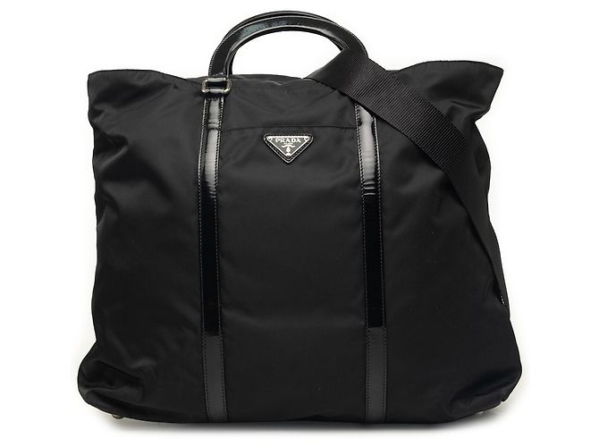 mala tote convertível Prada Tessuto preta Preto
