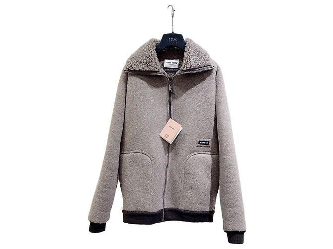 Miu Miu Cropped Jacket Camel Polyester Size 36 Multiple colors