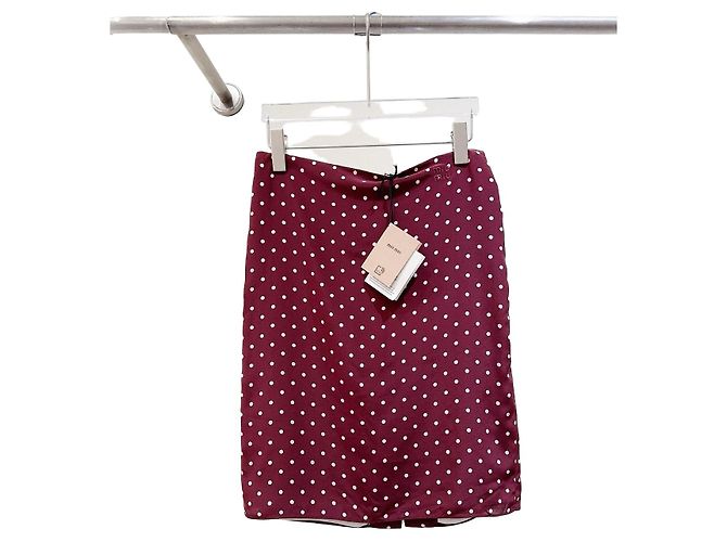 Gonna Miu Miu in seta a pois bordeaux Multicolore
