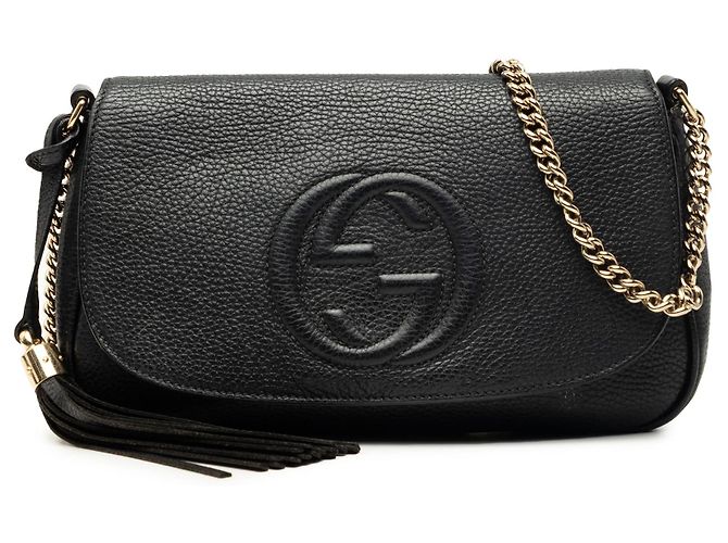 Borsa a tracolla Soho Chain Gucci Medium in pelle di vitello nera Nero