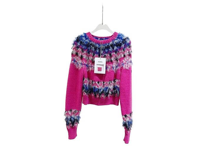 Chanel 21K Strickjacke aus Kaschmir Schneeflocken Muster Mehrfarben