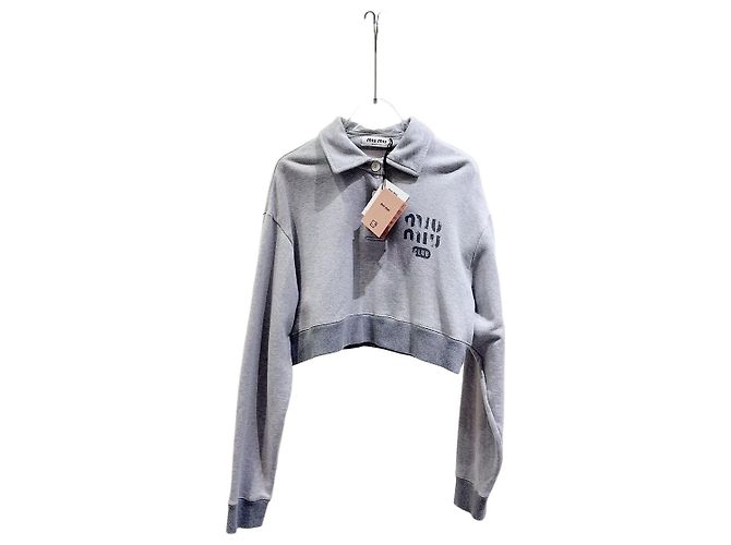 Moletom com capuz Miu Miu cinza de algodão XS Multicor