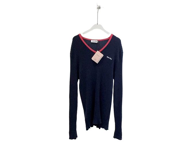 Pull Miu Miu en laine bleu marine Multicolore