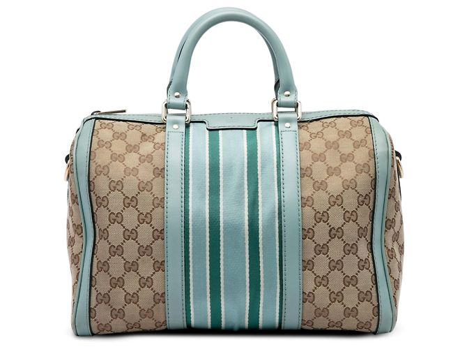 Borsa Boston Satchel Gucci Medium GG Canvas Web Joy Beige
