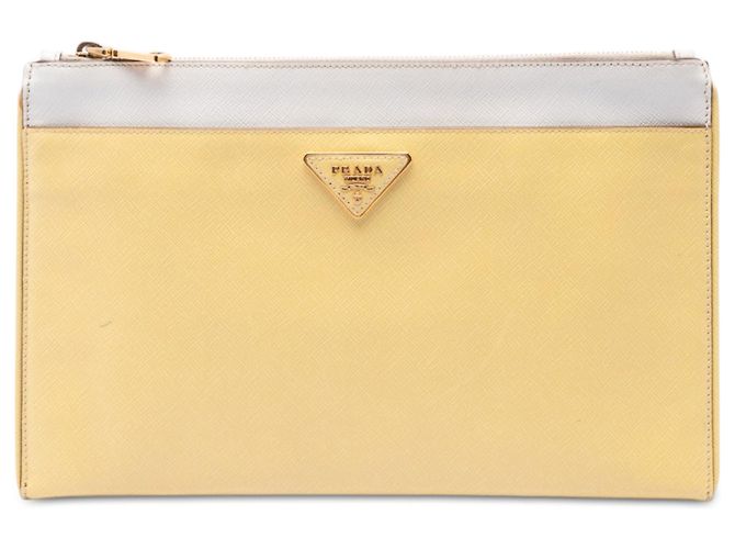 Clutch Prada Bicolor Saffiano Lux Gialla Giallo