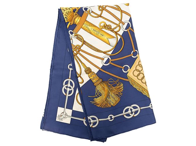 Foulard di seta Hermès Cliquetis Blu 90
