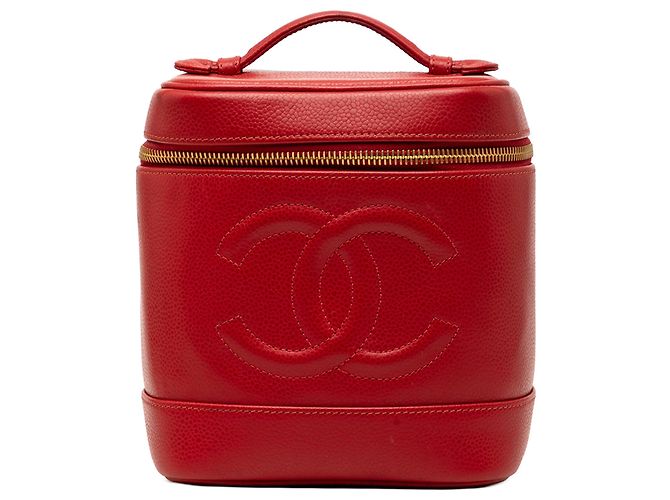 Rote Chanel CC Caviar Vanity Bag