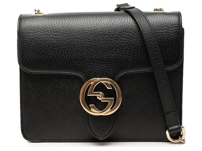 Borsa a tracolla Gucci Small Dollar Calfskin Interlocking G nera Nero