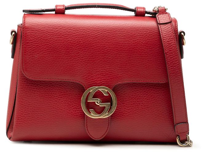 Borsa Gucci Small Dollar Calf Interlocking G rossa Rosso