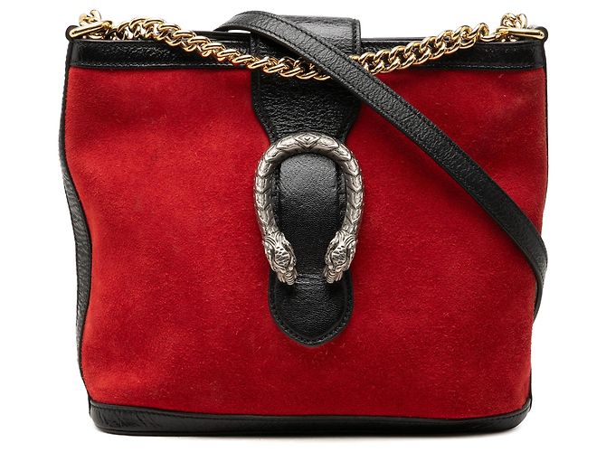 Borsa a secchiello Dionysus Gucci in camoscio rosso