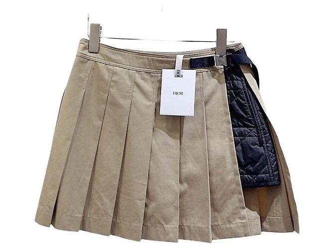 Falda plisada Dior de lana beige talla 36 Multicolor