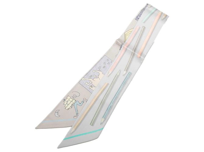Twilly in seta Hermès A Vos Crayons Grigio