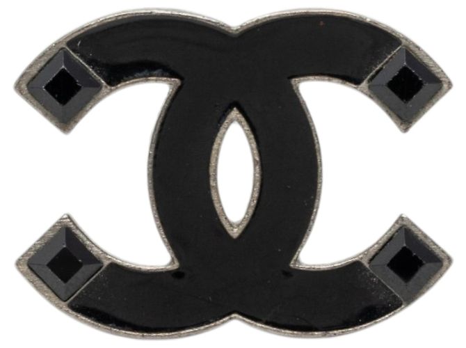 Spilla Chanel CC in smalto e ottone nera Nero