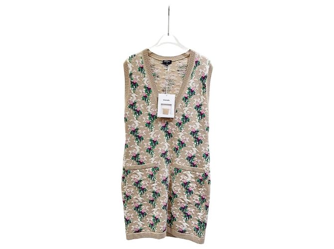 Vestido Chanel de seda con estampado floral Multicolor