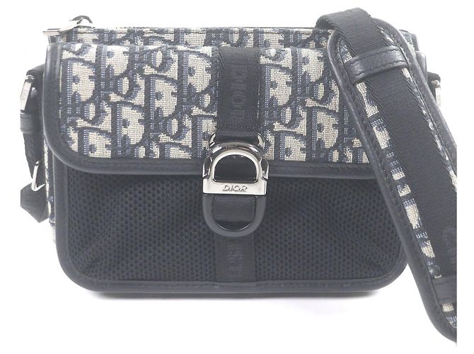 Borsa a tracolla Dior 8 Mini in tela Oblique e mesh blu Dior