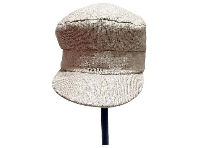 Cappello Newsboy Dior Camel in Lino Multicolore