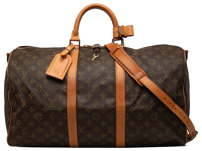 Borsa da viaggio Louis Vuitton Monogram Keepall Bandouliere 50 Marrone