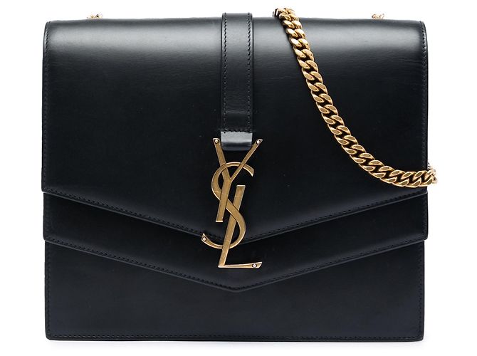 Borsa a tracolla Sulpice Medium in pelle monogramma nera Saint Laurent Nero