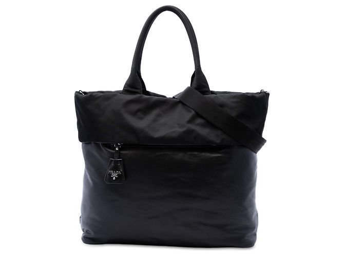 Borsa reversibile Prada in Tessuto e Nappa nera Nero