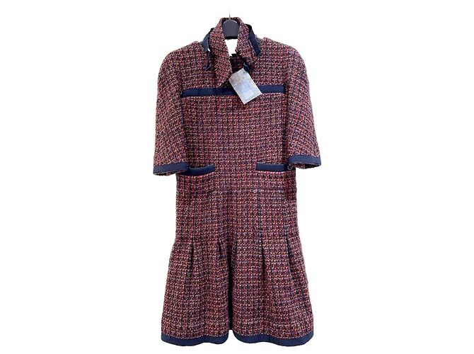 Chanel Tweed Kleid Mehrfarbig Größe 36 Mehrfarben