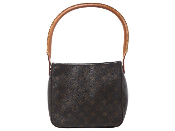 Bolsa de Ombro Louis Vuitton Looping MM Monogram Canvas em marrom M51146 Bege