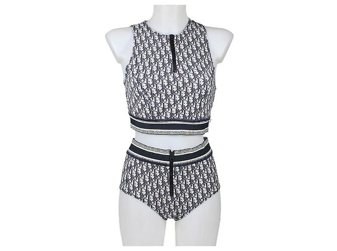 Conjunto de Baño Christian Dior Oblique Blanco Azul oscuro