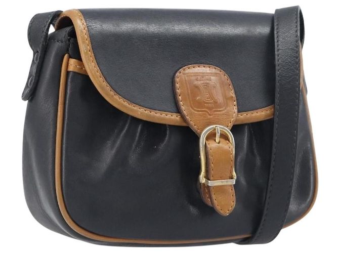 Céline Celine Flap Shoulder Leather Noir