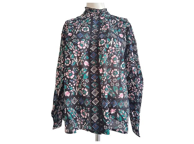 Blouse Flora Antik Batik Black Pink White Blue Green