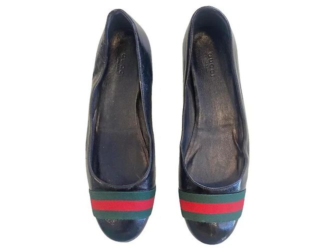 Gucci Bailarinas de piel charol negra Web Negro