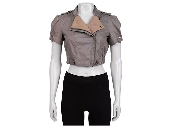 Brunello Cucinelli Brown Cropped Cotton Jacket - Size S Pre-owned