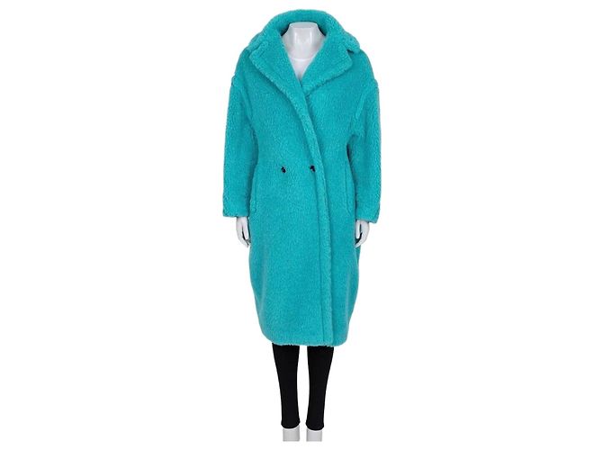 Max Mara  Teddy Bear  Oversized Light Blue Alpaca & Silk Coat, Size S Pre-owned