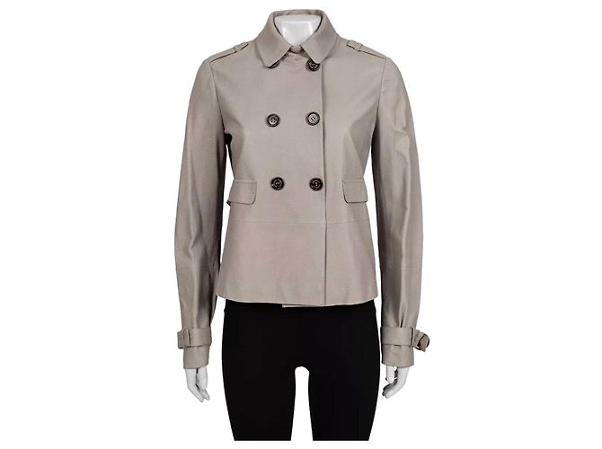 Brunello Cucinelli beige Lederjacke - IT 42 / M gebraucht