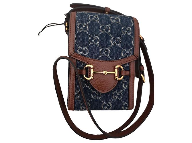 Gucci Bolsa Mini Horsebit 1955 Marrom Azul