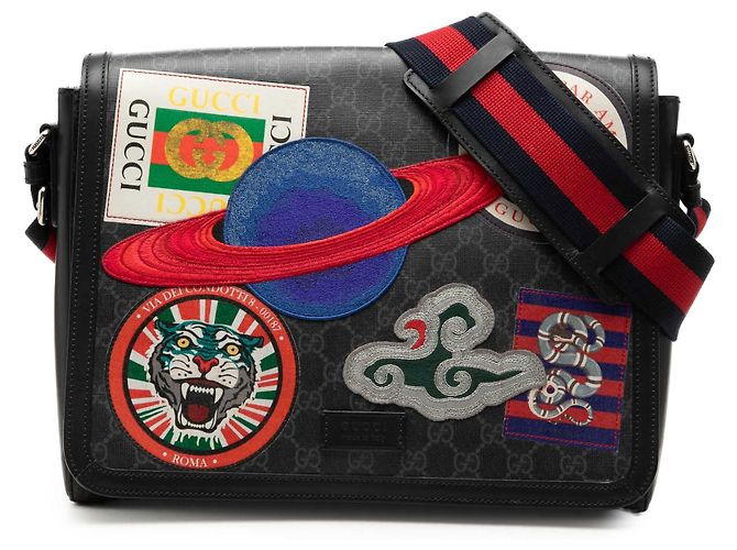 Borsa a tracolla Gucci GG Supreme Web Night Courrier Nera Nero