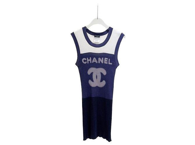 Regata Chanel em jersey elástico de algodão navy Multicor