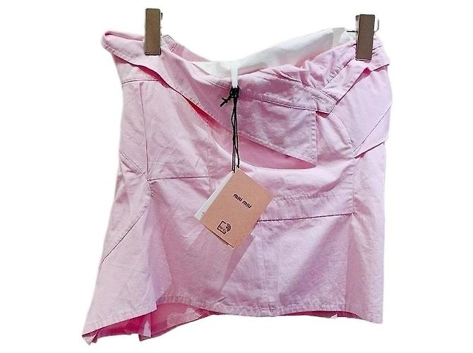 Top Bandeau Miu Miu in Seta Rosa Multicolore