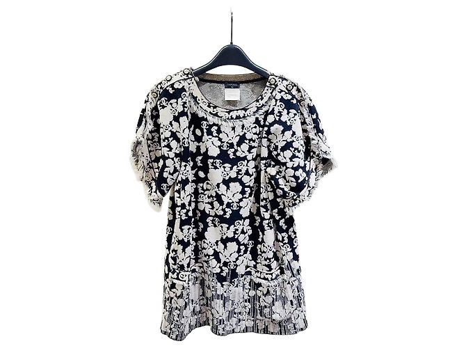 Haut Chanel en soie avec imprimé logo intégral Multicolore