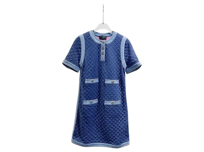Vestido Chanel de denim con botones de cristal Multicolor