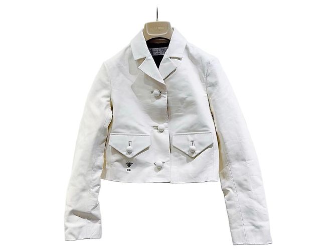 Dior Leather Jacket White Size 36 Multiple colors