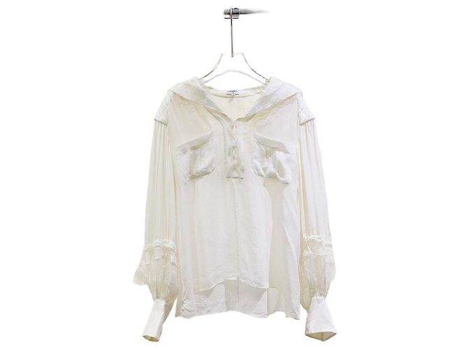 Camicia Chanel Waterfall in seta con inserti in mesh Multicolore