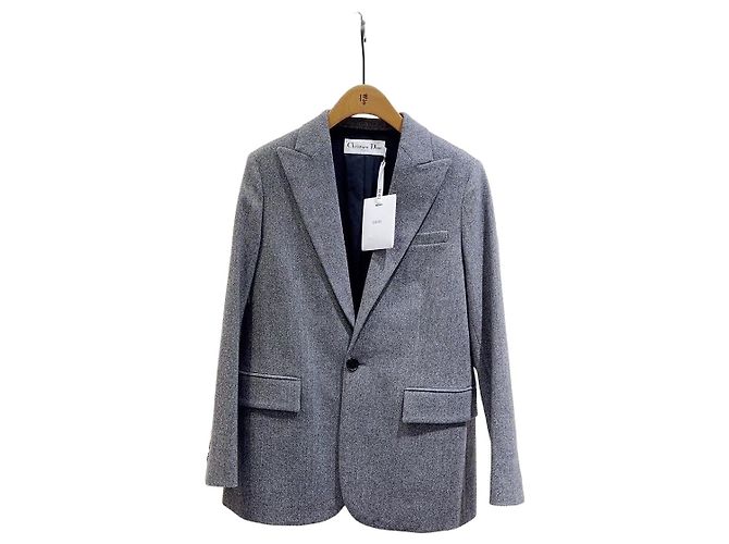 Giacca Dior in Tweed Motivo Spina di Pesce Taglia 36 Multicolore