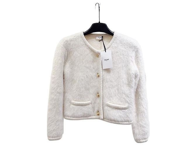 Céline Wool Mohair Blend Jacket Ecru Multiple colors